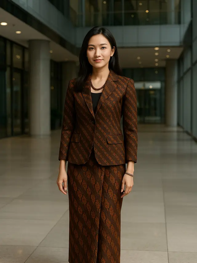 Model Blazer Batik Kombinasi Polos
