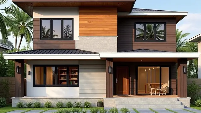Rumah Kayu Two-Tone Contemporary: Kombinasi Dua Warna Kontemporer