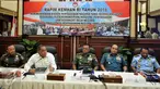 Suasana Rapim Kemhan RI Tahun 2016, Jakarta, Selasa (12/1/2016). Rapat membahas tentang meningkatkan sistem pertahanan negara dan kemandirian industri pertahanan. (Liputan6.com/Johan Tallo)