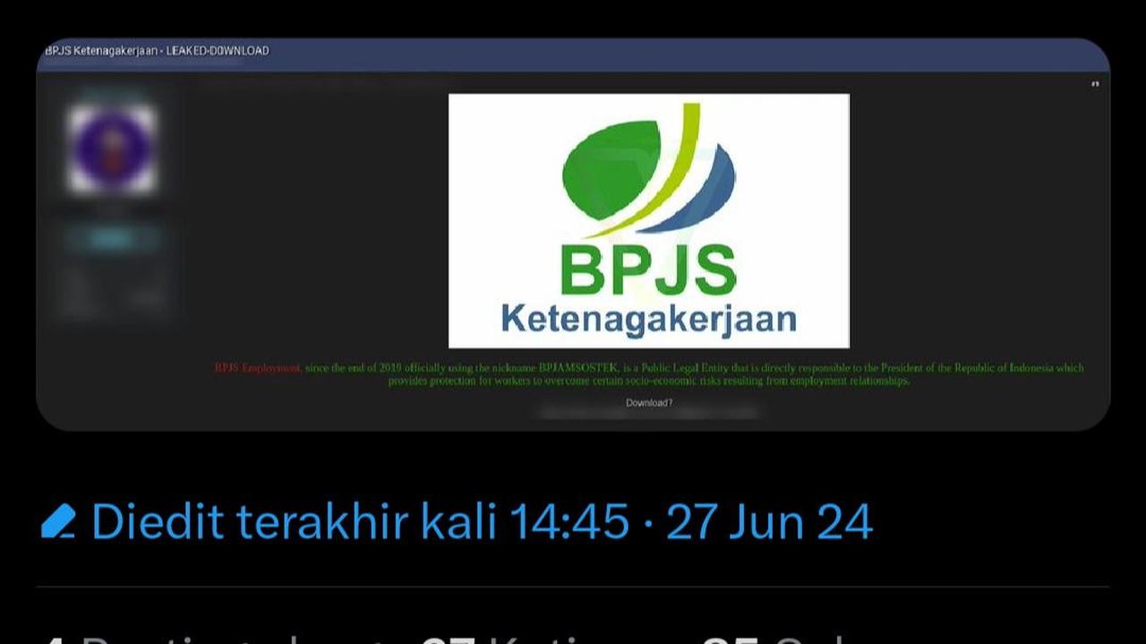 Dalam unggahan itu turut dilampirkan dokumentasi data BPJS Ketenagakerjaan yang dapat diunduh.
