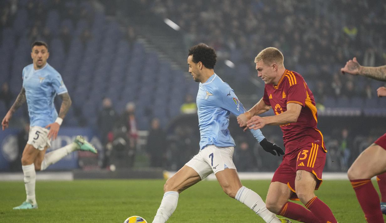 Berkat hasil ini, Lazio pun berhak melaju ke babak semifinal Coppa Italia 2023/2024. (AP Photo/Gregorio Borgia)