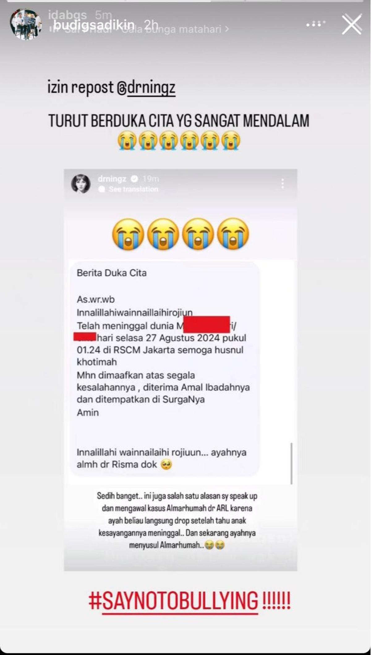 Unggahan menkes budi