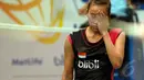 Bellaetrix Manuputty gagal mewujudkan target mencapai babak 8 besar BCA Indonesia Open Superseries Premier 2014, Jakarta, Rabu (18/6/2014) (Liputan6.com/Miftahul Hayat) 