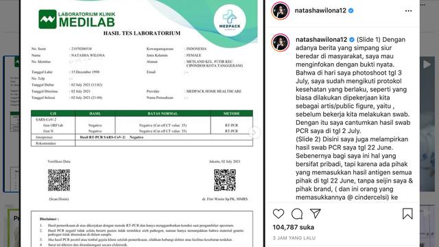Unggahan Natasha Wilona. (Foto: Instagram @natashawilona12)