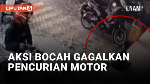 VIDEO: Bocah Gagalkan Aksi Pencurian Motor di Minimarket Sidoarjo