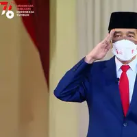 Jokowi dan Ma'ruf Amin kenakan setelan jas di upacara penurunan bendera (Youtube Sekretariat Presiden)