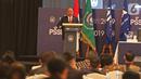 Komite Olahraga Nasional Indonesia (KONI), Marciano Norman memberikan sambutan pada Kongres Luar Biasa (KLB) Pemilihan PSSI di Jakarta, Sabtu (2/11/2019). Agenda KLB PSSI kali ini adalah pemilihan ketua umum, wakil ketua umum, serta 12 anggota Komite Eksekutif (Exco). (Liputan6.com/Herman Zakharia)
