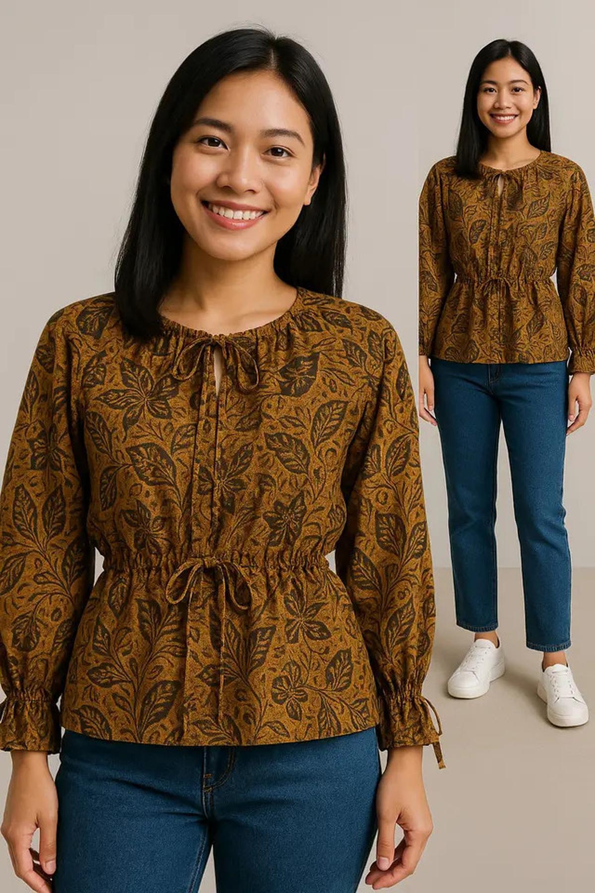 10 Model Blouse Batik Lengan Bishop yang Lagi Tren, Bikin Kamu Fashionable