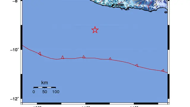 Gempa Magnitudo 5,4 Guncang 136 km BaratDaya GUNUNGKIDUL-DIY - Peta Guncangan BMKG