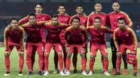 Pemain Indonesia saat melawan Palestina pada laga Asian Games di Stadion Patriot, Jawa Barat, Rabu (15/8/2018). Indonesia takluk 1-2 dari Palestina. (Bola.com/Vitalis Yogi Trisna)