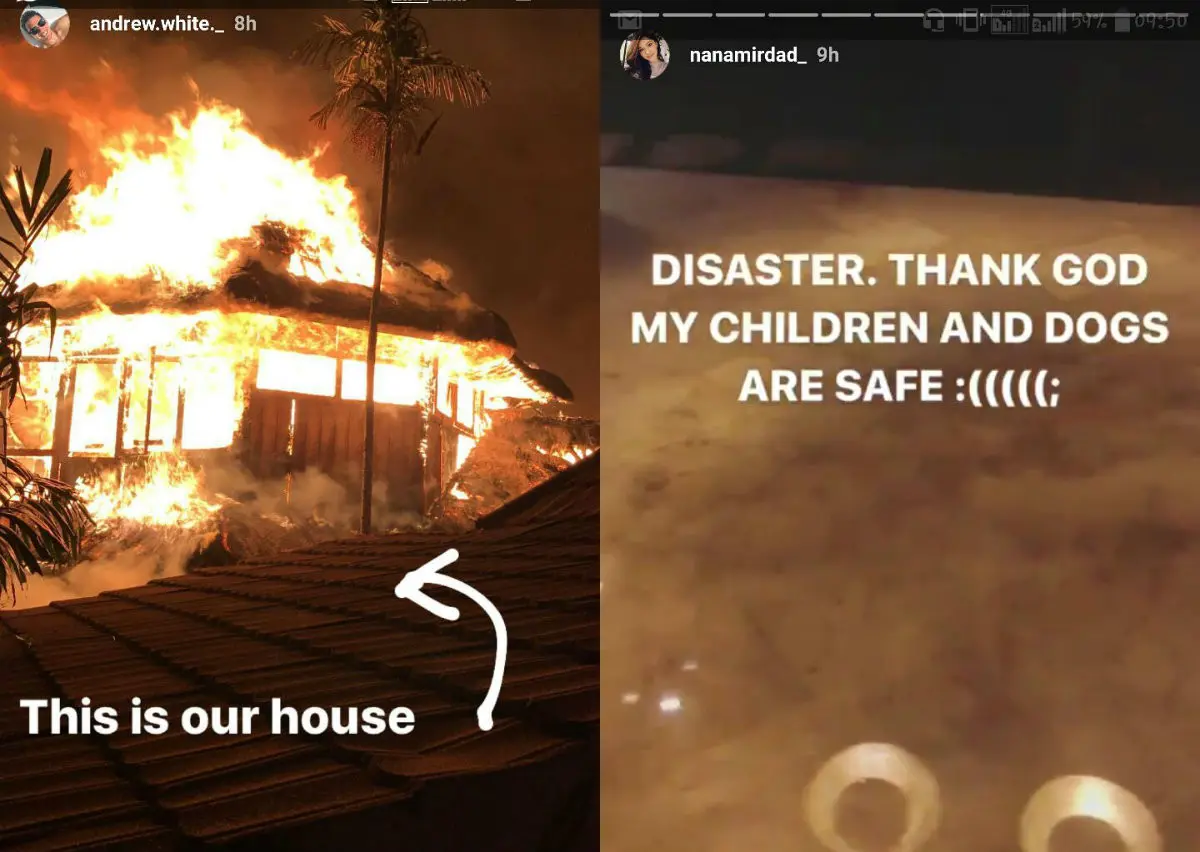 Rumah Andrew White dan Nana Mirdad kebakaran. (Instagram/andrew.white._ dan Instagram/nanamirdad_)