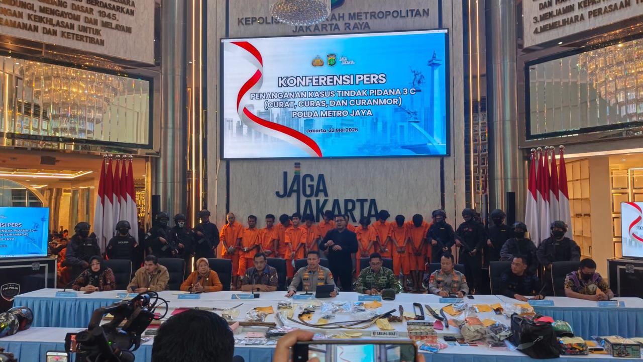 Polda Metro Jaya Bongkar 127 Kasus Kejahatan Jalanan, 173 Tersangka Ditangkap