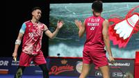 Ganda putra Indonesia Fajar Alfian/Muhammad Rian Ardianto bertemu Jin Yong/Na Sung Seung pada perempat final Denmark Open 2023 di&nbsp;Jyske Bank Arena, Odense, Denmark, Jumat, 20 Oktober 2023. (foto: PBSI)