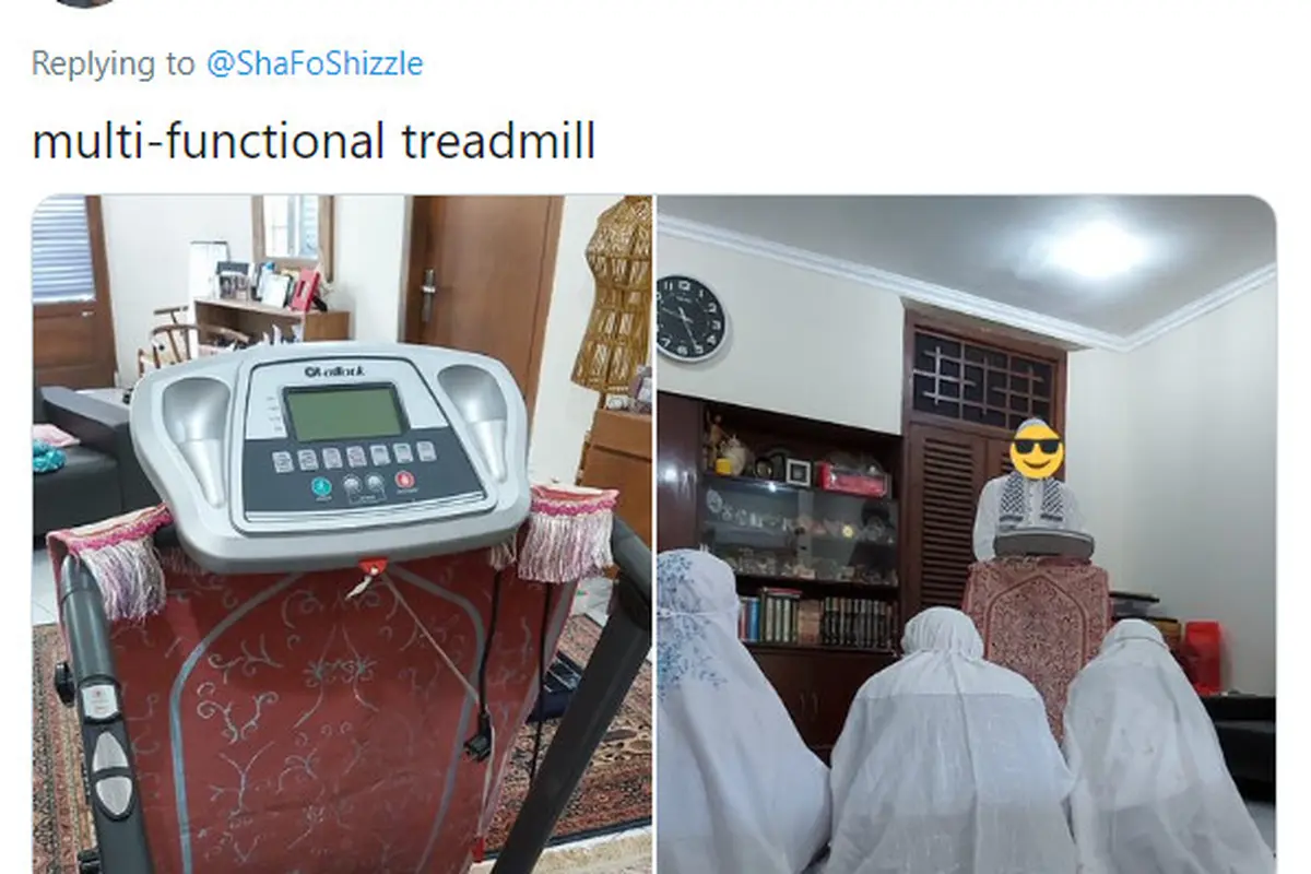 7 Potret Kocak Tongkat dan Mimbar Khutbah Warganet Saat Salat Idul Fitri di Rumah
