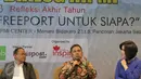 Ketua Komisi VII DPR Kardaya Warnika (tengah) menjadi pembicara dalam diskusi Freeport di HIPMI Center, Jakarta, Selasa (29/12). Diskusi itu mengangkat tema kegaduhan Freeport untuk siapa?. (Liputan6.com/Angga Yuniar) 
