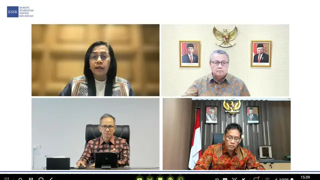 Menteri Keuangan (Menkeu) Sri Mulyani Indrawati dalam konferensi pers Komite Stabilitas Sistem Keuangan (KSSK), secara daring, Jumat (3/5/2024). (Foto: Liputan6.com/Tira Santia)