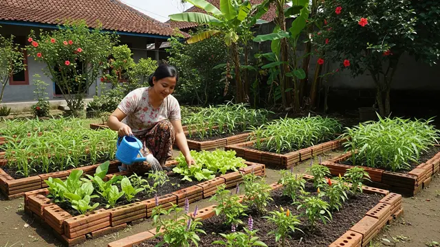 Cara Membuat Bedengan Sayur dari Bata Bekas Tanpa Semen
