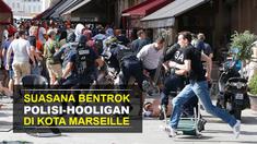 Video suasana bentrok yang melibatkan suporter Inggris, Suporter Rusia dan awarga lokal yang terjadi di kota Marseille, Perancis.