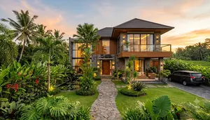 10 Inspirasi Fasad Rumah Bernuansa Resort Tropis, Tampil Mewah dan Alami
