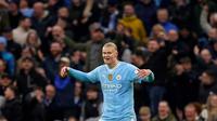 Penampilan apik Erling Haaland bersama Phil Foden menjadi kunci kemenangan Manchester City atas Manchester United. (AP Photo/Dave Thompson)