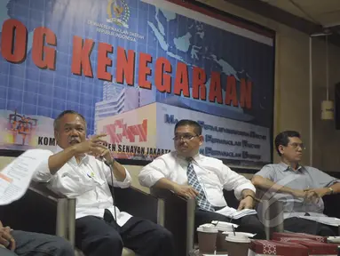 Suasana dialog kenegaraan "MK Batalkan UU  Sumber Daya Air (SDA), Dampaknya terhadap Daerah" di Coffe Corner DPD, Komplek Parlemen Senayan, Jakarta Selatan, Rabu (11/3/2015).(Liputan6.com/Andrian M Tunay)