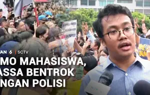 Bentrok Polisi dan Mahasiswa Warnai Demo Malam Hari di Jakarta