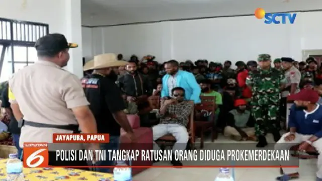 Polri-TNI bubarkan diskusi diduga makar di acara HUT Komite Nasional Papua Barat di Jayapura.