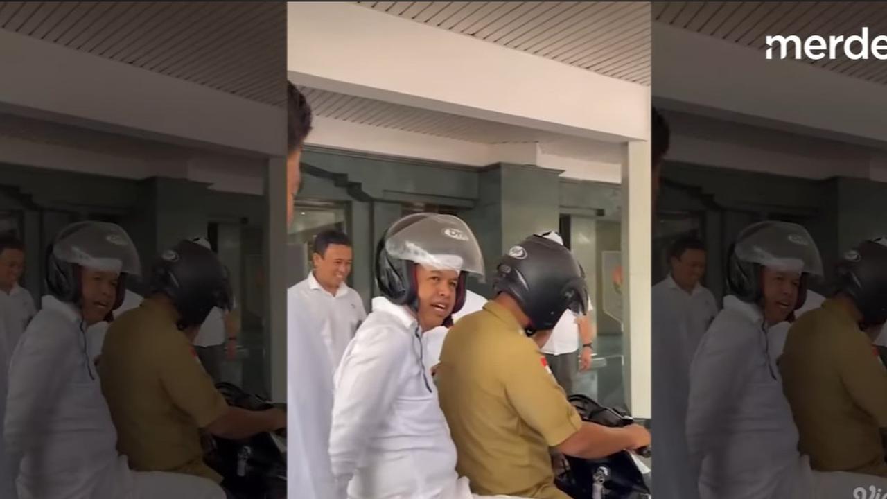 VIDEO: Momen Dedi Mulyadi 'Ngibrit' dari Kemendagri Pakai Helm Naik Motor "Tak Ada Plat, Ditilang Nih"