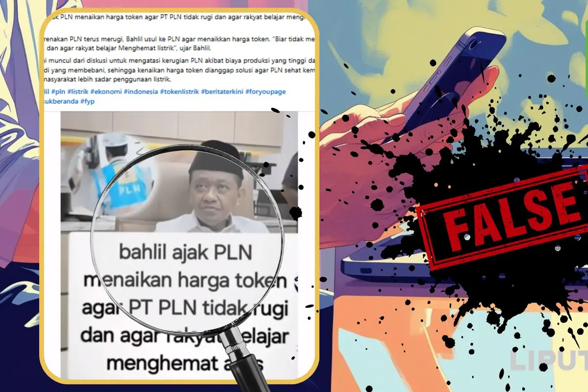 Tangkapan layar  klaim Bahlil ajak PLN menaikan harga token listrik