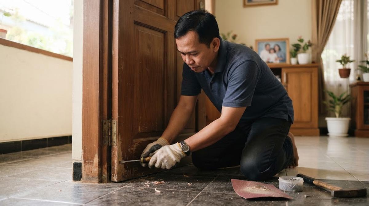 Cara Mengatasi Pintu Kayu yang Bergesekan dengan Lantai saat Udara Lembap