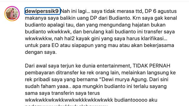 Unggahan Dewi Perssik. (Foto: Dok. Instagram @dewiperssik9)