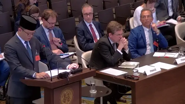 Menlu RI Sugiono menyampaikan oral statement di Mahkamah Internasional (ICJ), Den Haag, Rabu (30/4/2025).