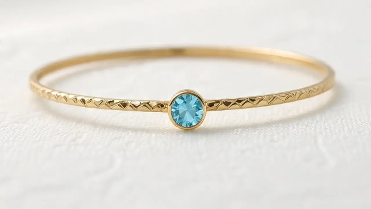 Model Gelang Bangle Tipis dengan Batu Permata di Tengah Tren Terbaru 2025 (Image by Meta AI)