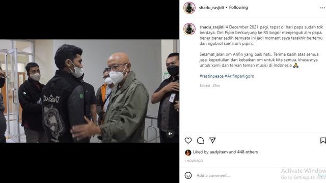 Putra mendiang Idang Rasjidi, Shadu Rasjidi saat bertemu dengan Arifin Panigoro (Foto: Instagram/@shadu_rasjidi)