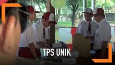Banyak cara membuat tempat pemilihan suara atau TPS terlihat unik dan menarik. Di daerah Bogor, seluruh petugas KPPS-nya mengenakan seragam sekolah dasar, dan menghias TPS layaknya kelas sekolah.