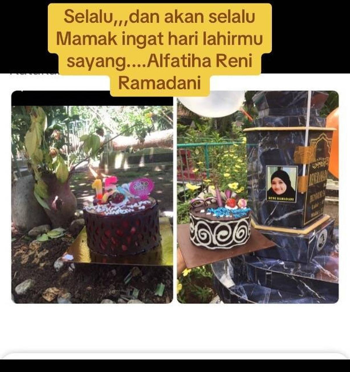 Viral Momen Orang Tua Rayakan Ulang Tahun Anaknya yang Sudah Meninggal, Kuburan di Hiasi Balon hingga Kue Ultah