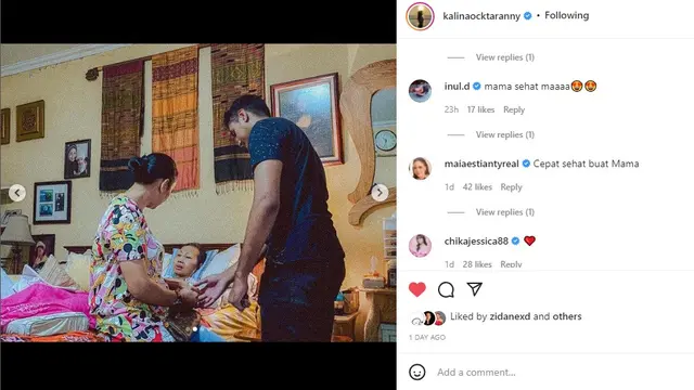 Kalina Ocktaranny menengok Een, ibunya (Foto: Instagram/@kalinaocktaranny)