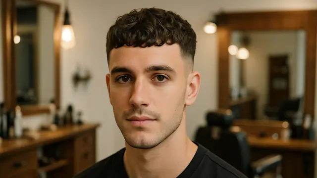 Model Rambut Pria Ikal Pendek Rapi (created by AI)