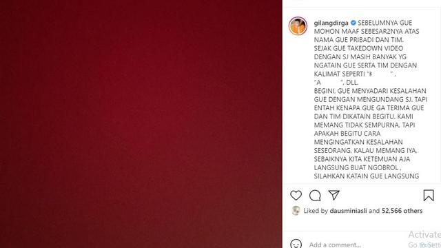 Gilang Dirga (Foto: Instagram/@gilangdirga)