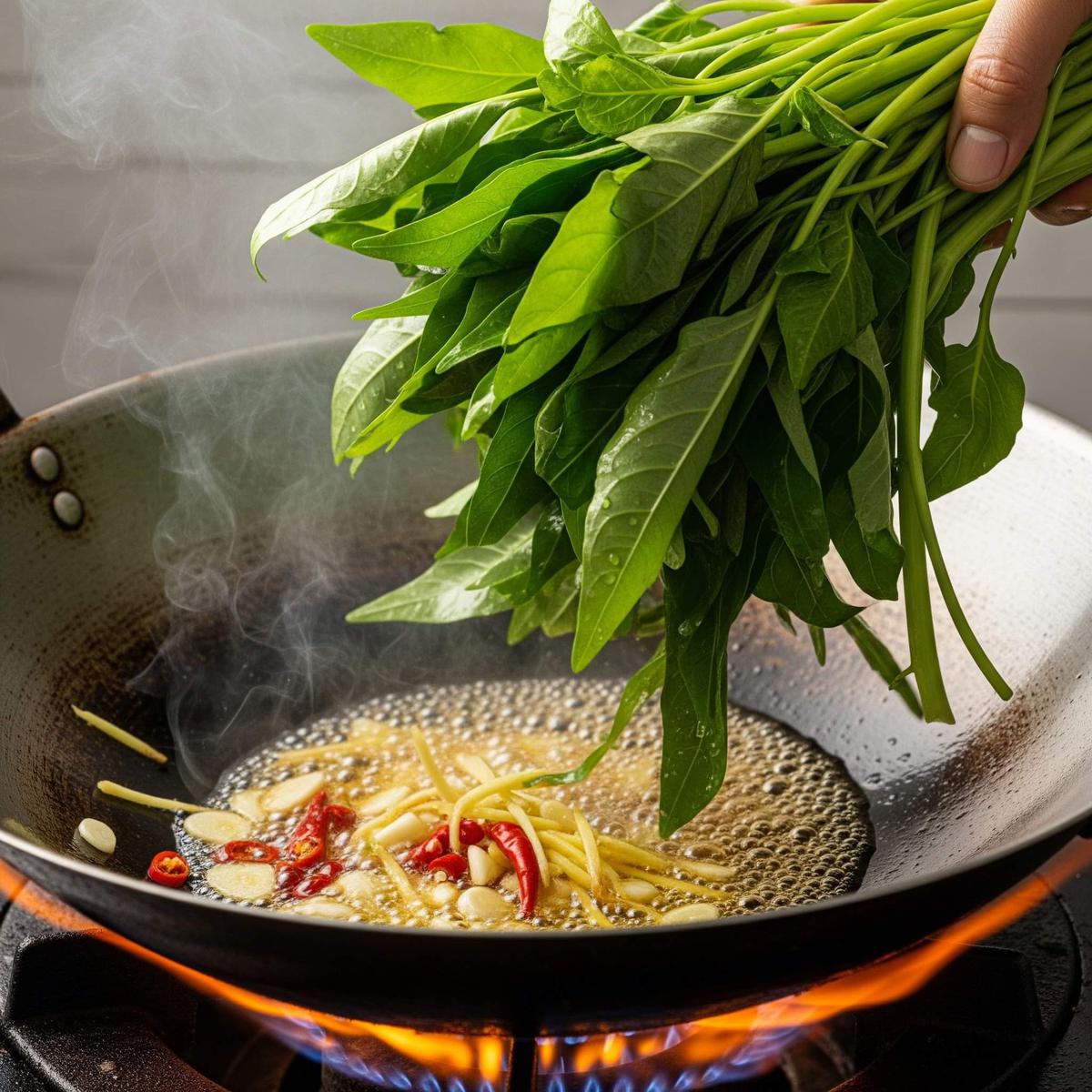 Tips Menumis Kangkung Tetap Hijau