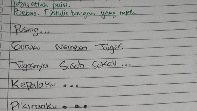 Puisi kocak buatan anak SD bikin kalian ngakak (foto: Instagram/@awreceh.id/brilio)