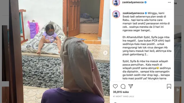 Unggahan Zaskia Adya Mecca. (Foto: Instagram @zaskiadyamecca)