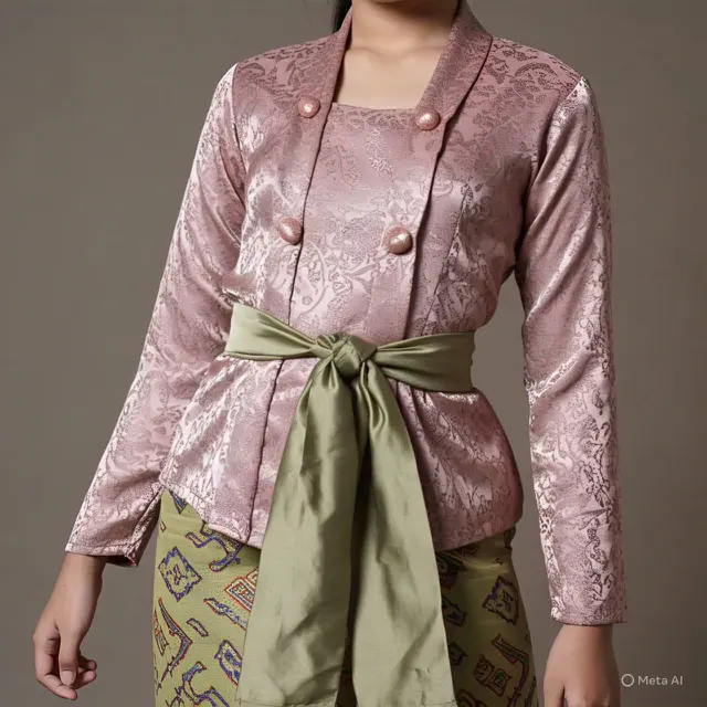 Dress Brokat dengan Obi Belt