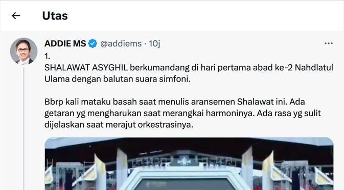 Unggahan Addie MS. (Foto: Dok. Instagram @addiems999)