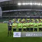 Jeonbuk Motors Vs Suwon Bluewings di Jeonju World Cup Stadium, Jumat (8/5/2020). (AFP/Jung Yeon-je)