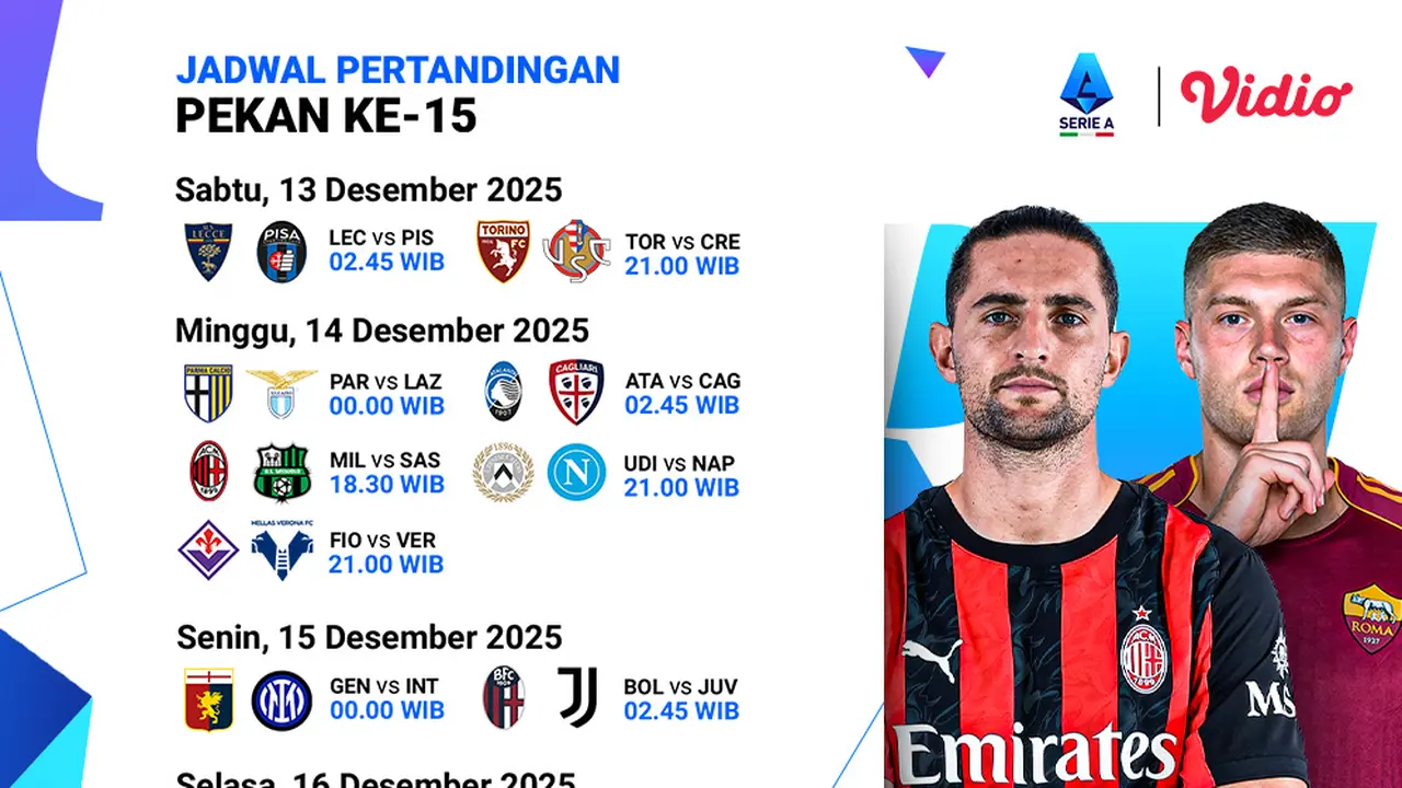 Saksikan Serie A pekan ke-15 di Vidio. (dok. vidio.com)