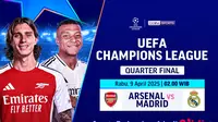 Dapatkan link siaran langsung big match Liga Champions: Arsenal vs Real Madrid di Vidio. Saksikan big match Liga Champions: Arsenal vs Real Madrid pada babak quarter final tengah pekan ini hanya di Vidio. (sum. doc. vidio.com)