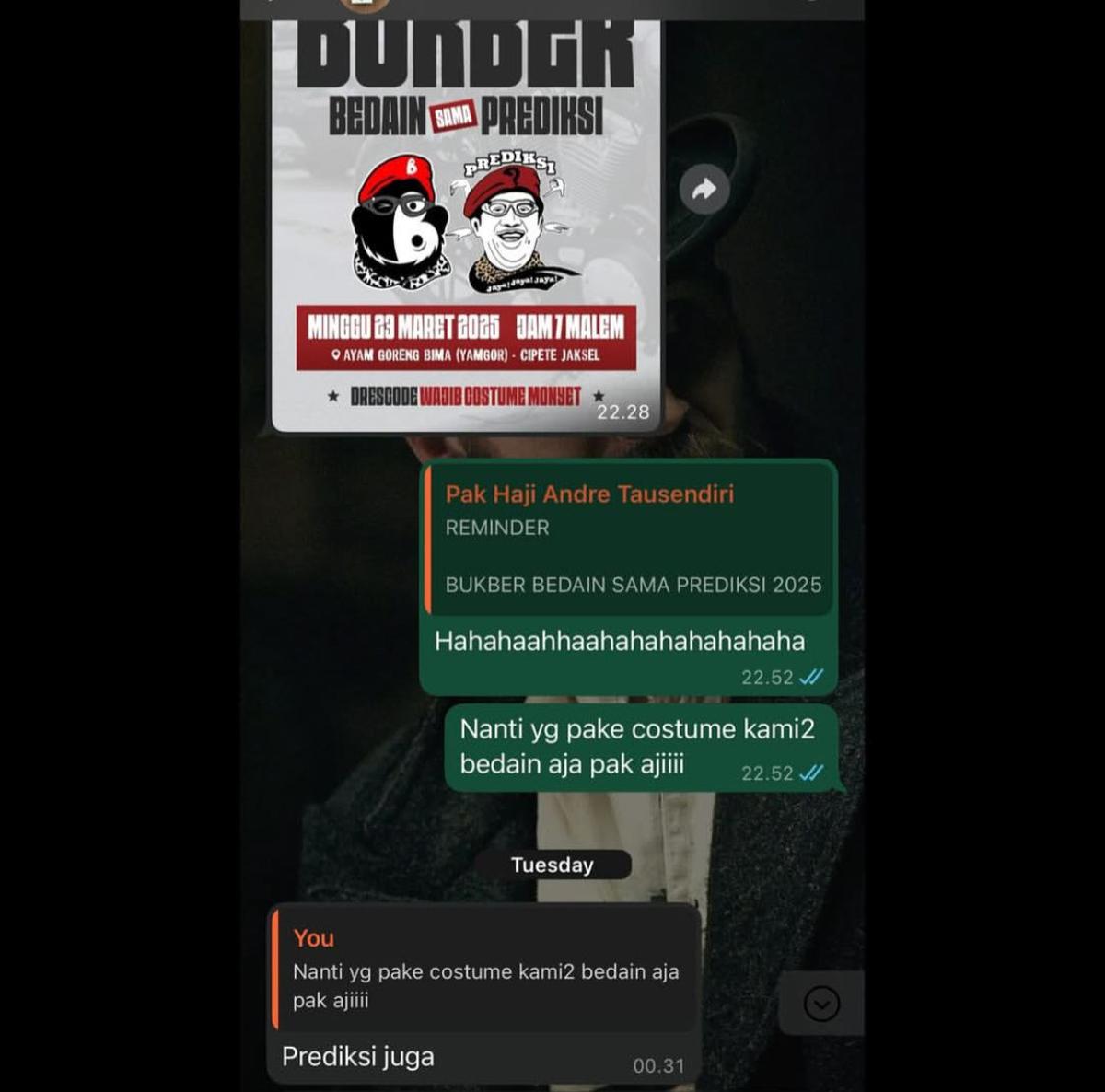 Kocak, Geng Motor Bedain Kena Prank Kostum Monyet di Bukber The Prediksi