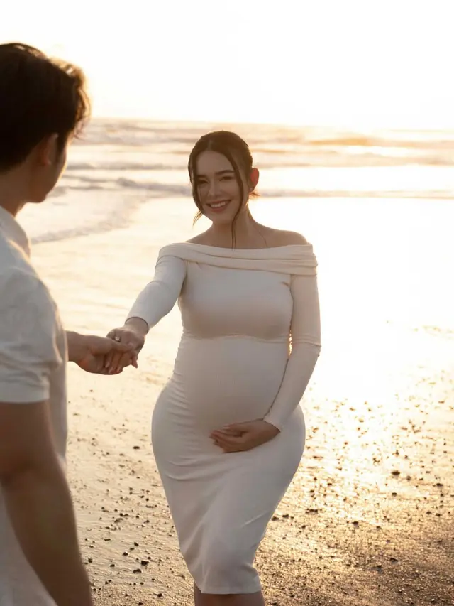 Gaya Amanda Manopo Perlihatkan Baby Bump dalam Fitted Dress, Lakoni Maternity Shoot Bareng Kenny Austin