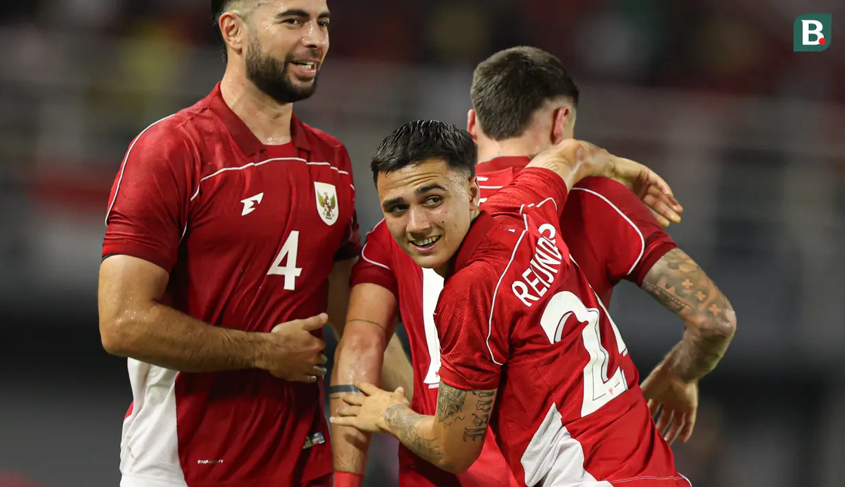 <p>Pemain Timnas Indonesia, Eliano Reijnders merayakan gol timnya dalam laga FIFA Matchday melawan Chinese Taipei di Stadion Gelora Bung Tomo (GBT), Surabaya, Jumat (06/07/2025). (Bola.com/Abdul Aziz)</p>